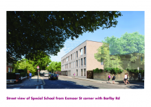 Street view of Special School from Exmoor Street corner with Barlby Road