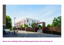 Street view of Barlby Primary School pupil entrance from Treverton Street