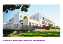 Street view of Barlby Primary School from southwest corner