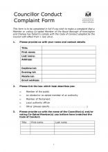 Councillor conduct complaint form