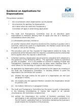 Guidance on applications for dispensations