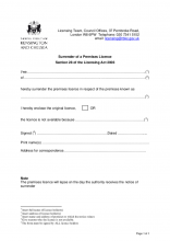 Surrender of premises licence