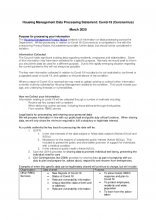 Housing Management Data Processing Statement: Covid-19 (Coronavirus)