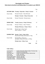 Determined school term and holiday dates 2022-23