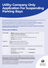 Application form for a Utility Company Suspending a Parking Bay - April 2023