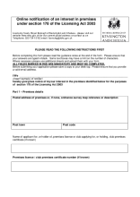 Notification of an interest in premises under section 178 Application Form