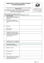 Application for a licence to operate an animal boarding establishment