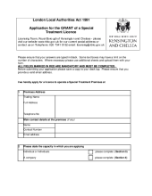 Application for the grant of a Special Treatment Licence