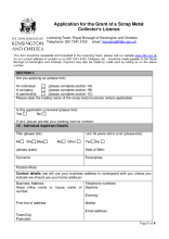 Application form for a Scrap Metal Dealers Collectors Licence