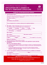 Temporary Structure application form