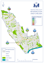 Map showing locations of KC1-KC5
