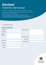 Doctors Parking Permit renewal form, April 2025