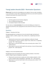 Young Leaders Awards 2025 Nomination Questions