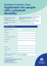 Freedom Pass application form - physical disability