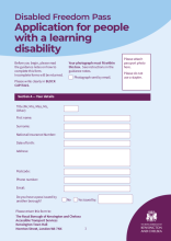 Freedom Pass application form - learning disability