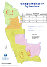 Parking tariff areas for Pay-by-phone March 2026