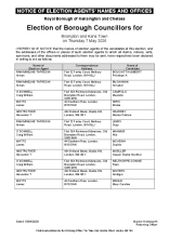 Brompton and Hans Town - Notice of Election Agents