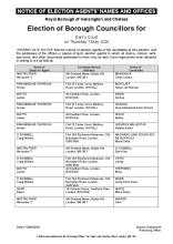 Earls Court - Notice of Election Agents