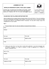 Notice of intention to apply for a zoo license