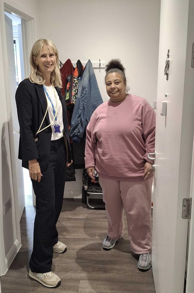 Sof Mcveigh and Sharon Decairos in her new flat