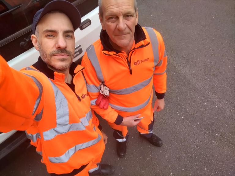 Refuse workers take a selfie