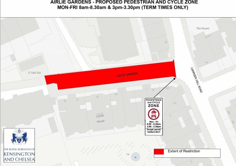 Holland Park School road closure zone.