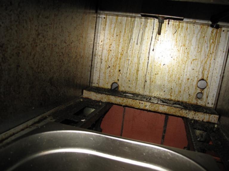 Poor cleaning in kitchen area