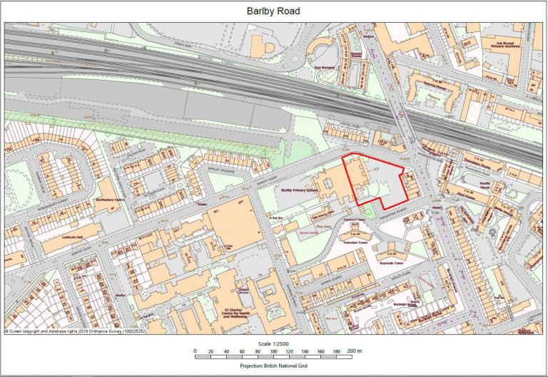 Location and red line map for the Barlby Road site.
