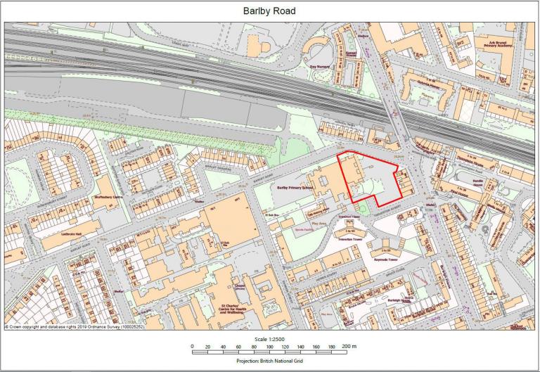 Location and red line map for the Barlby Road site. Location and red line map for the Barlby Road site.