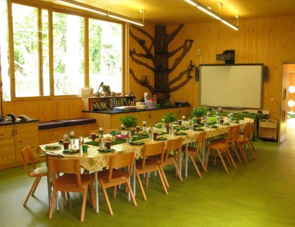 Table set out for birthday party.