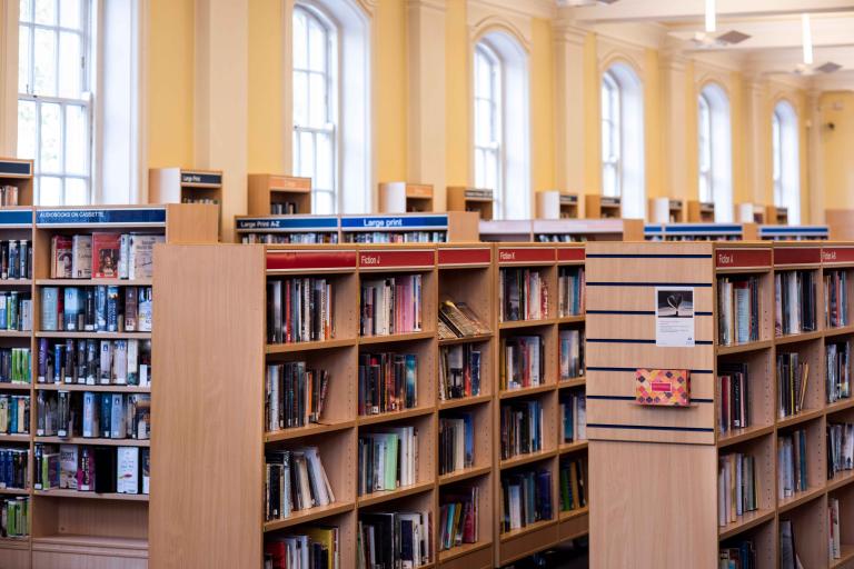 Bookshelves in Chelsea Library