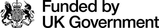 The Funded by UK government logo which has a coat of arms alongside the wording
