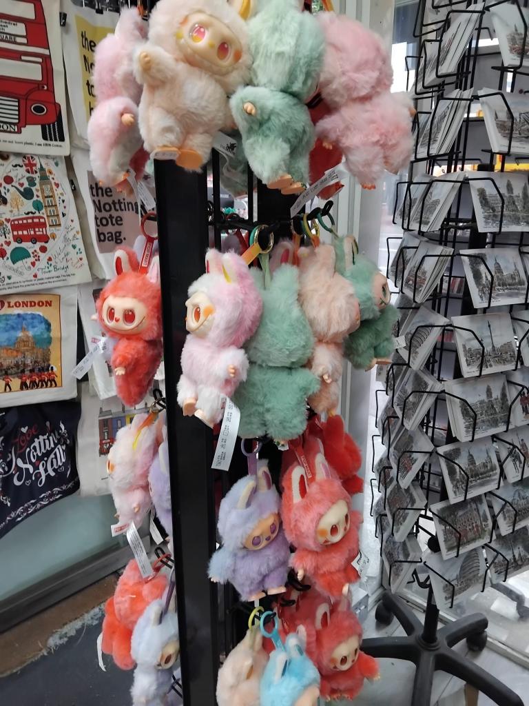 Photo showing fake Labubu dolls