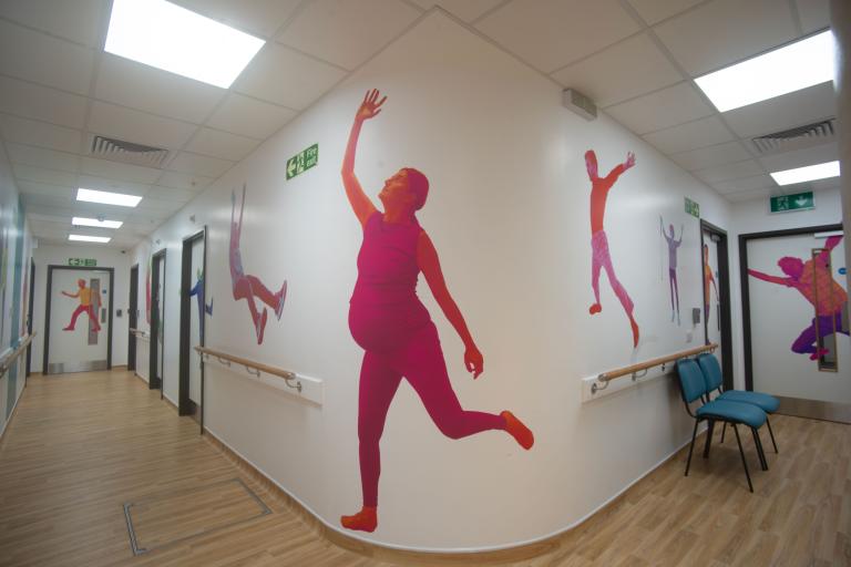 A mural in a corridor 