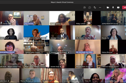 Screenshot of Mayor Award Winners during online ceremony