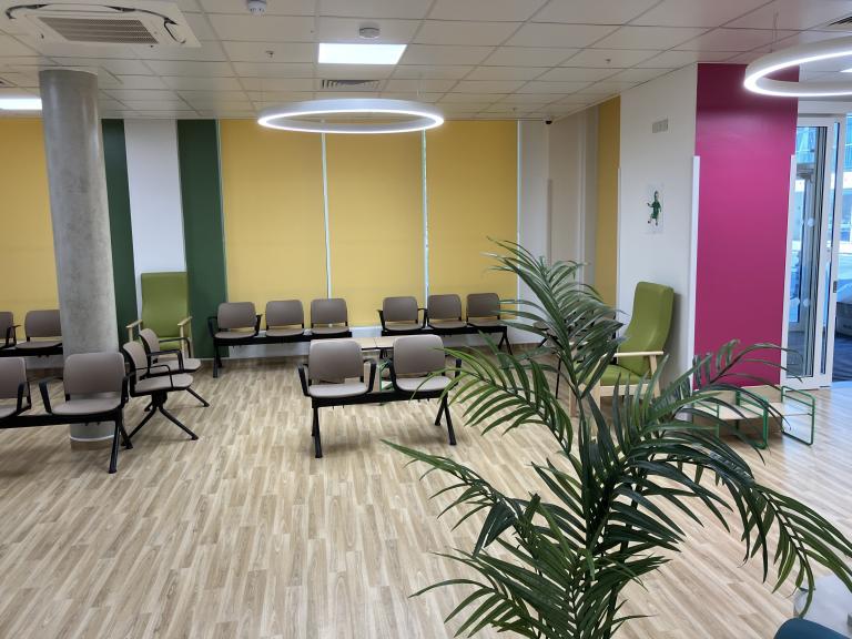 Waiting room at Golborne Health Centre 