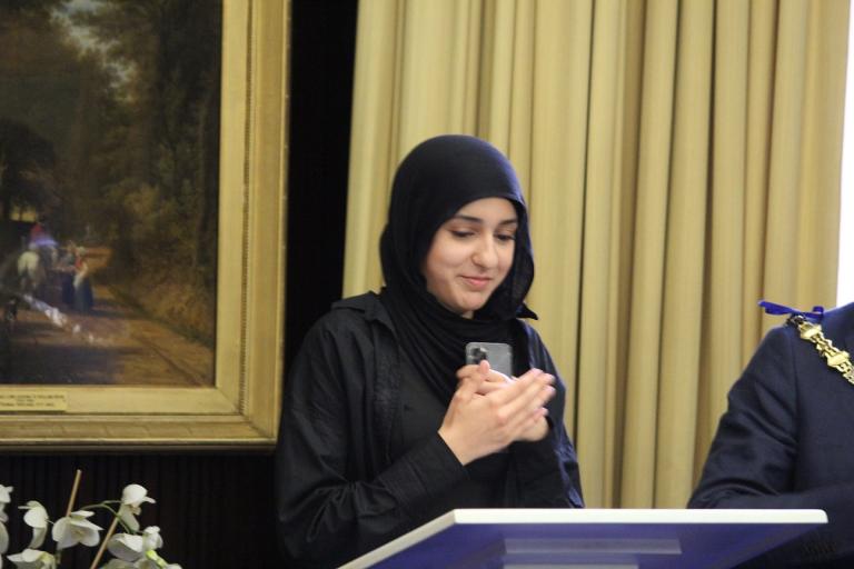 The new youth mayor Noha accepts her new position 