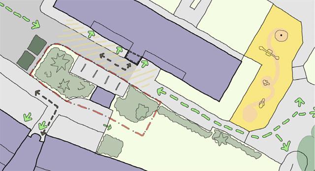 Image showing the proposed outline close to residential properties nearby