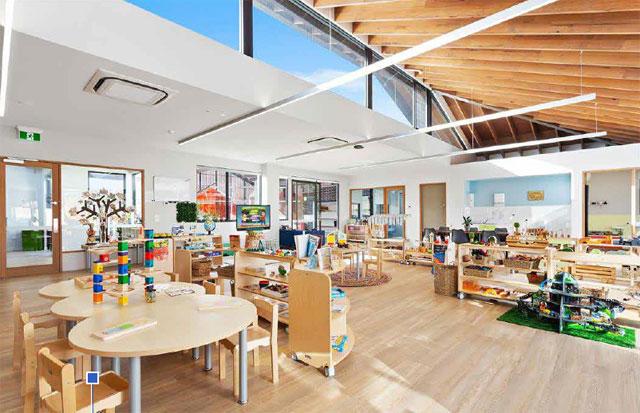 Inside shot of the Montpelier Nursery classrooms and play areas with bright light filling the place.