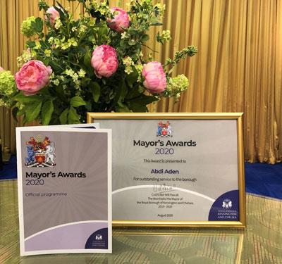 Picture of a certificate and brochure of the Mayors Awards 2020 Picture of a certificate and brochure of the Mayors Awards 2020