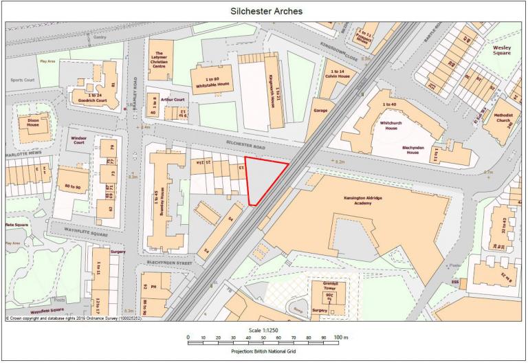 Location and red line map for the Silchester Arches site. Location and red line map for the Silchester Arches site.