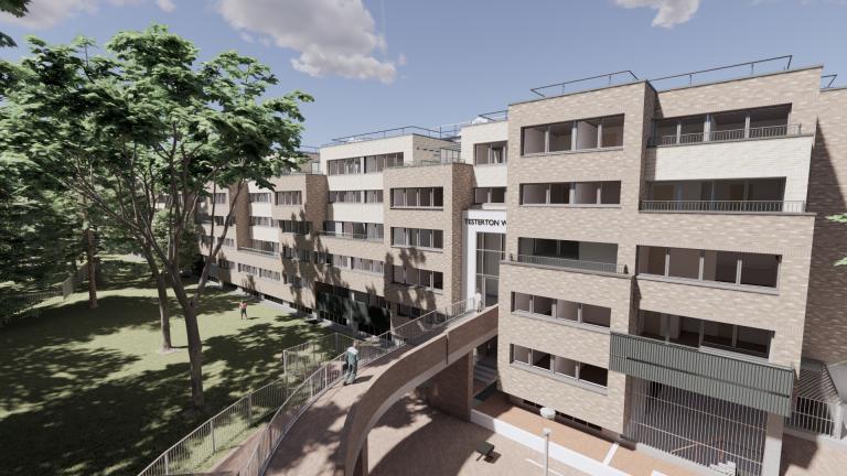 A CGI image of planned improvements to the Walkways at the Lancaster West Estate