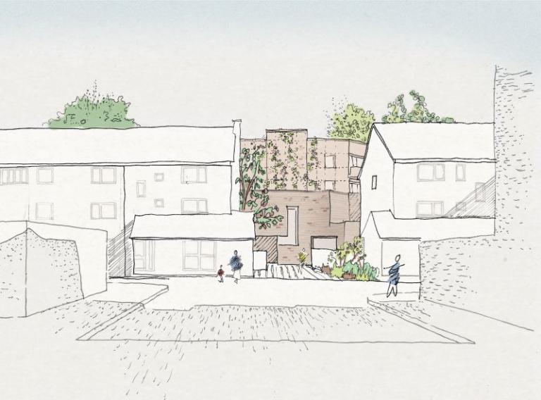 Sketch of buildings
