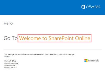 SharePoint Online welcome screen SharePoint Online welcome screen