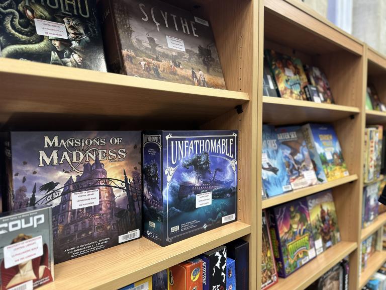 A selection of games available to play and loan from the Games Library at Kensington Central Library 