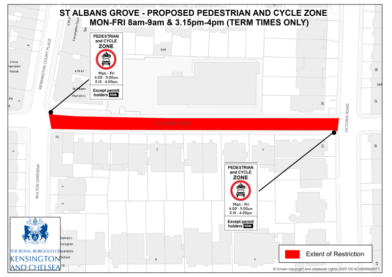 St Alban's Grove road closure zone