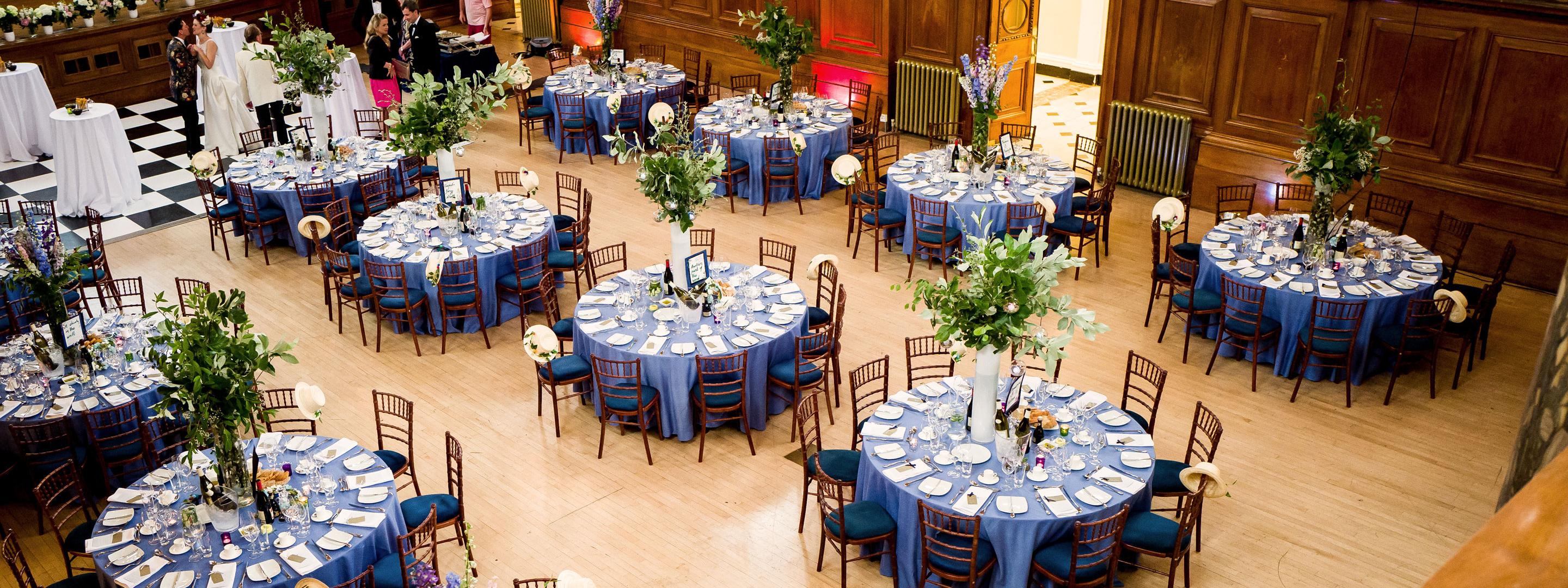Wedding reception with tables