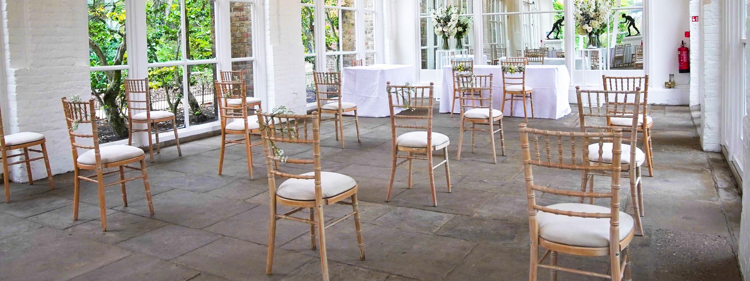 Orangery hall socially distanced chair layout