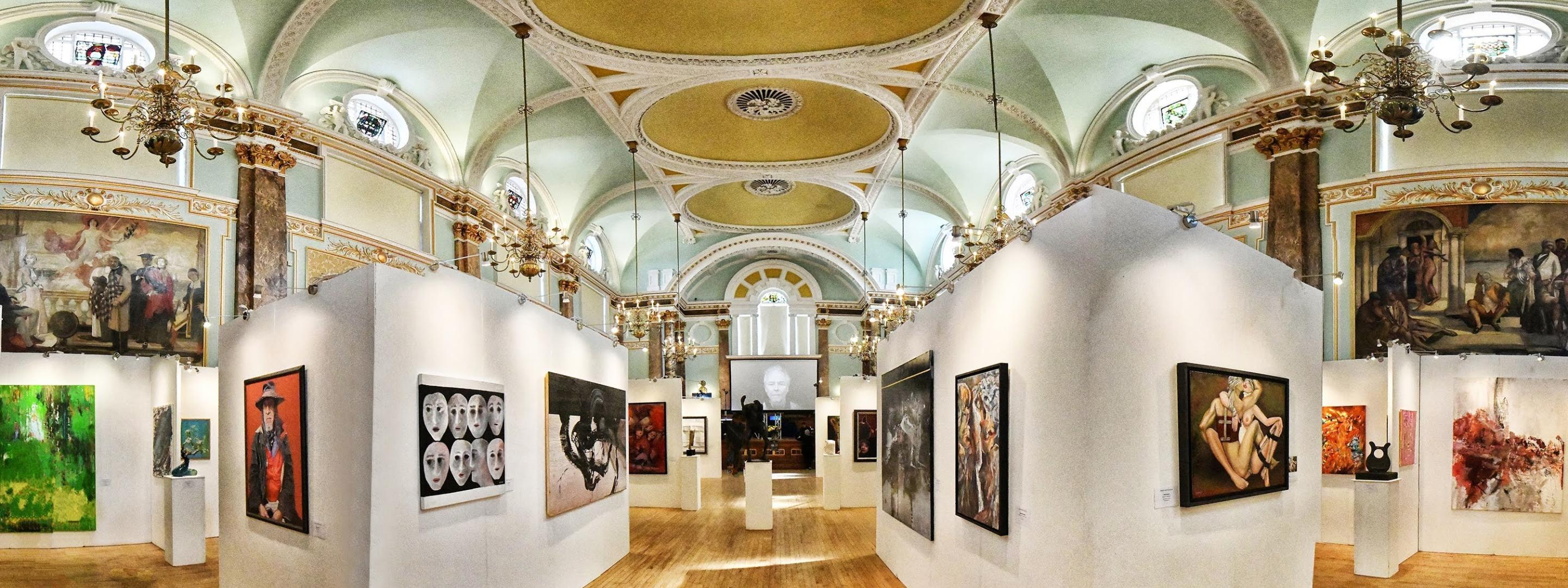 A front view of the inside of the Biennale