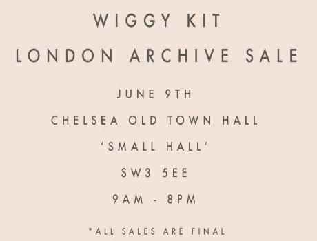 Wiggy Kit London Archive Sale, June 9th, Chelsea Old Town Hall, Small Hall